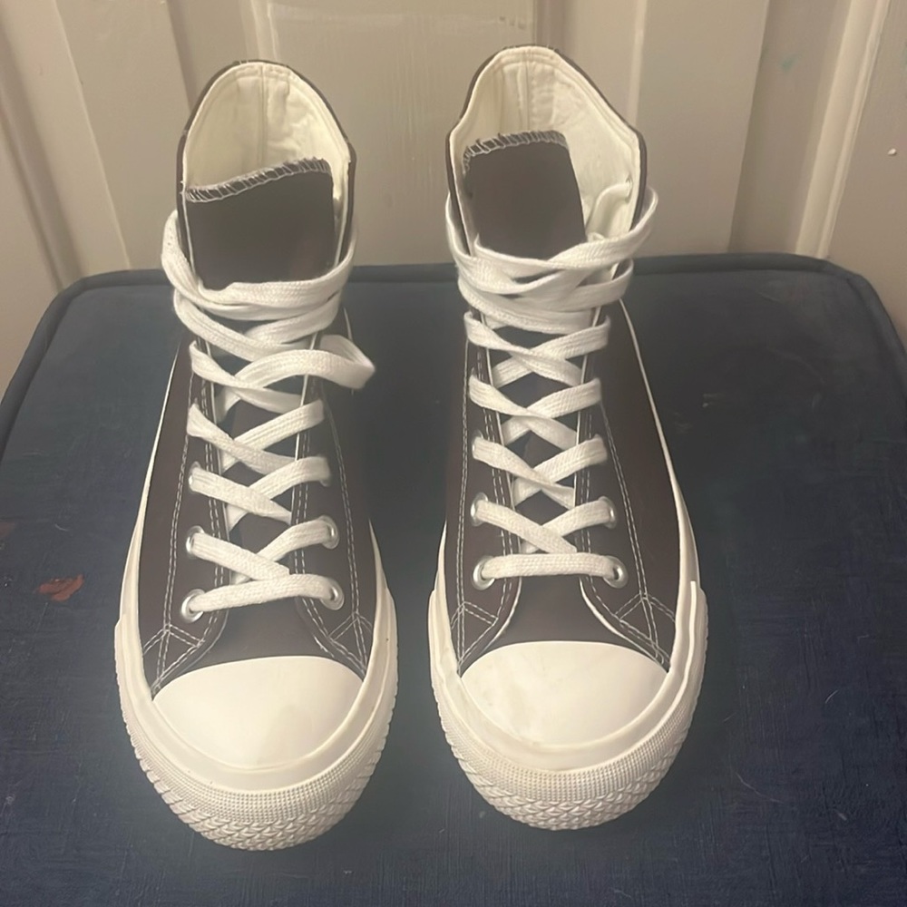 brown Sincerly Jules hightop "converse" style shoes.